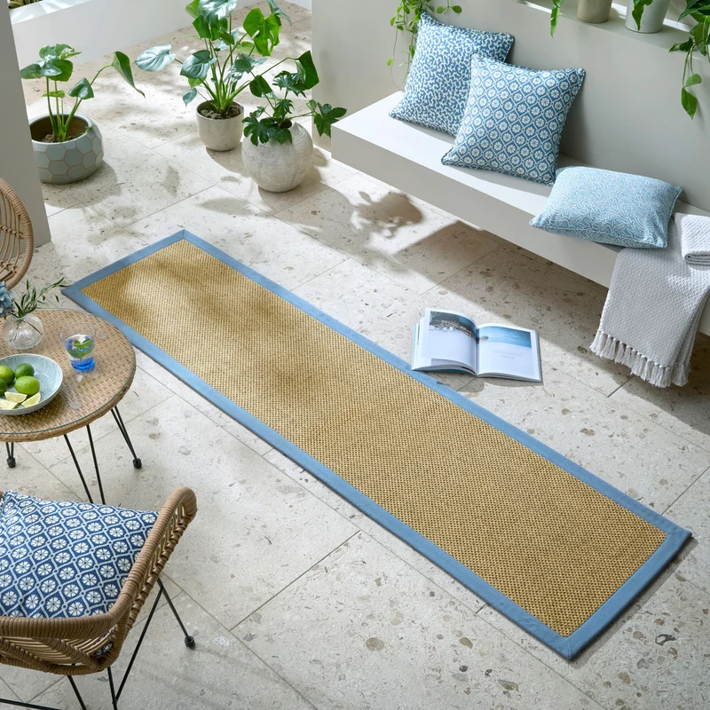 Outdoor Teppich Sisal Bordüre, Balkon schmutzabweisend