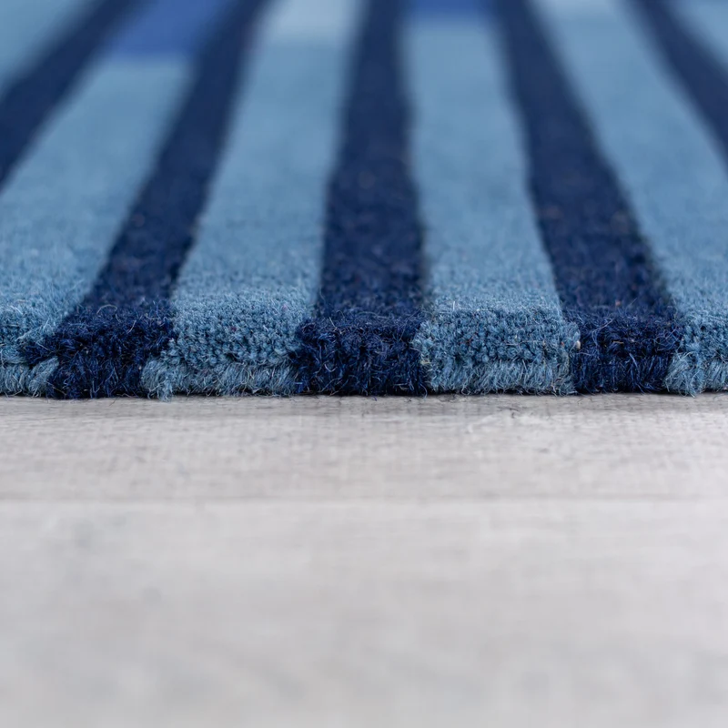 Teppich handgetuftet aus Wolle mit geometrischem S-förmigem Design und Hoch-Niedrig Flor