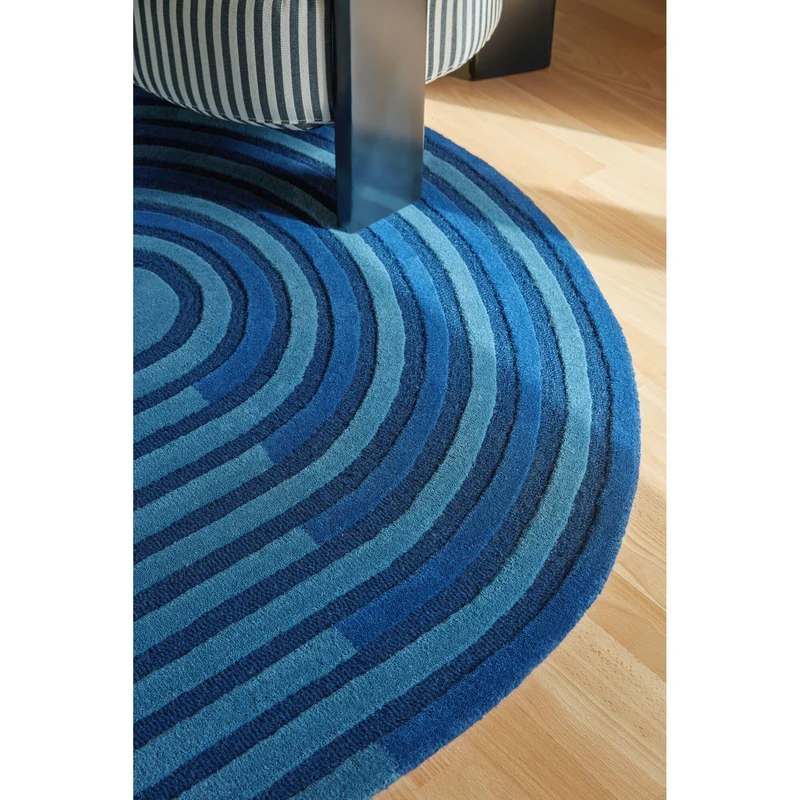 Teppich handgetuftet aus Wolle mit geometrischem S-förmigem Design und Hoch-Niedrig Flor