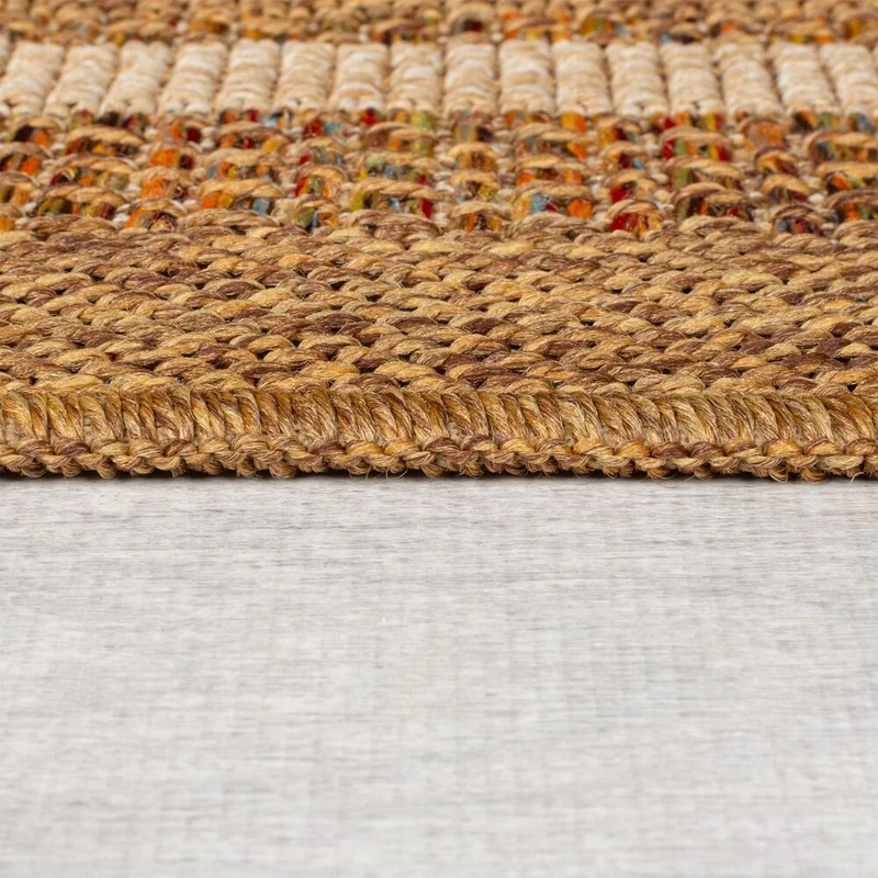 Outdoor Teppich Boho Streifen Bordüre, Balkon schmutzabweisend