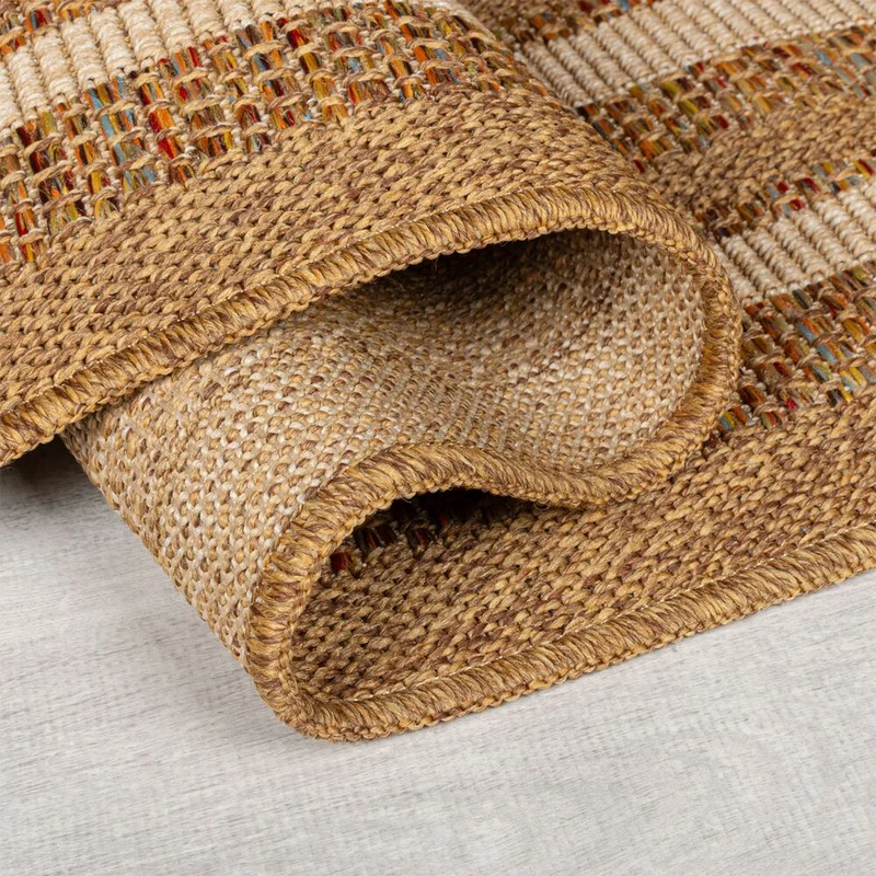 Outdoor Teppich Boho Streifen Bordüre, Balkon schmutzabweisend