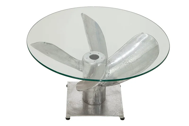 Design Couchtisch ELICA 60cm silber Aluminium Schiffsschraube Maritim