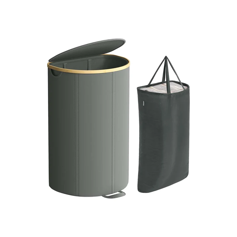Cesto de ropa sucia de tela con tapa y bolsa extraíble diseño semicircular