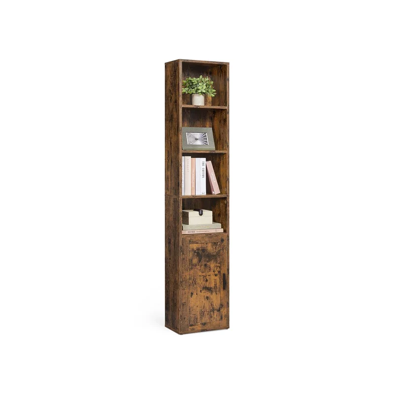 Estantería vertical de madera con puerta