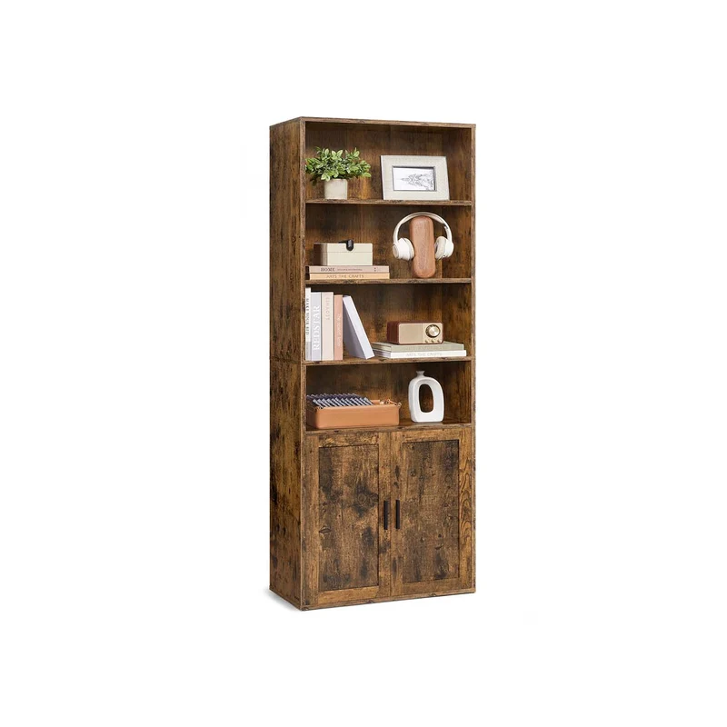 Estantería vertical de madera con puerta