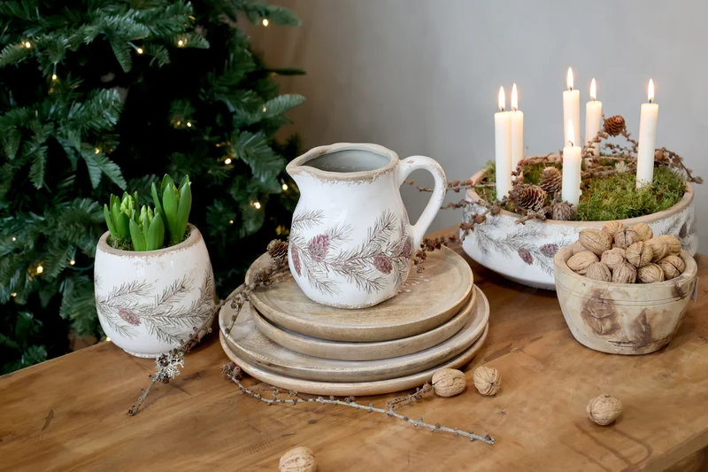 Chic Antique Kanne mit Tannengirlanden-Motiv