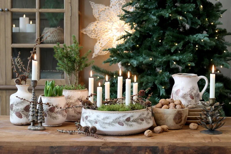 Chic Antique Kanne mit Tannengirlanden-Motiv