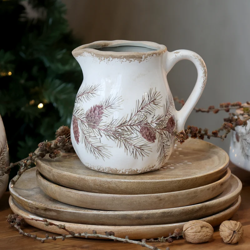 Chic Antique Kanne mit Tannengirlanden-Motiv