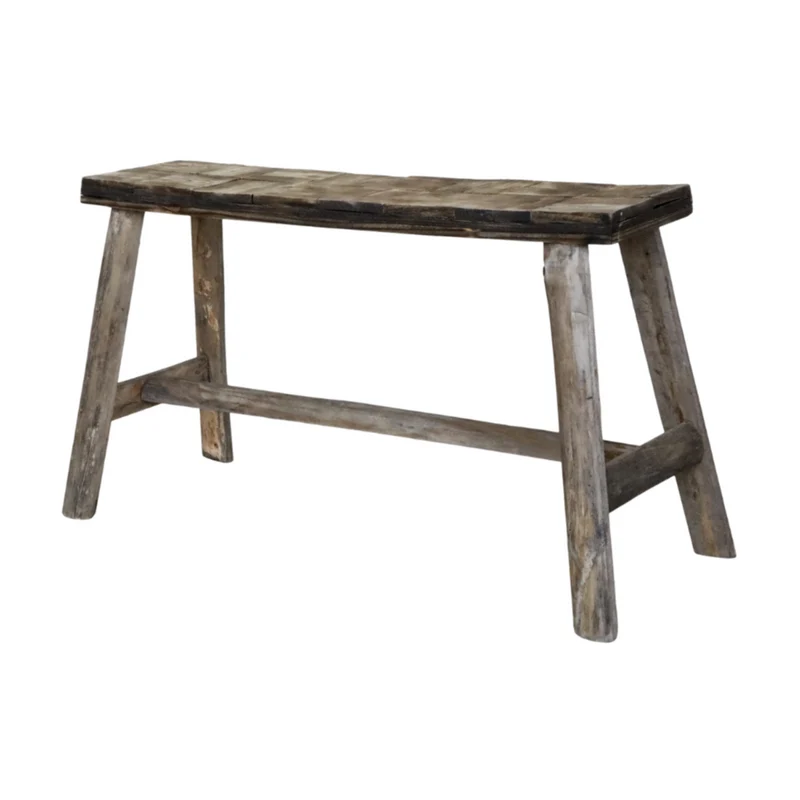 Chic Antique Bank mit Muster auf Sitz – Natur Holzbank
