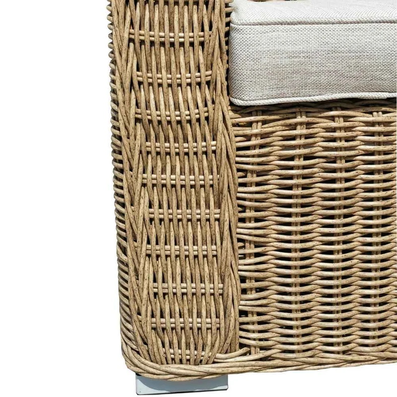 2er Lounge Sofa VITA 145cm rundes Polyrattan Natural