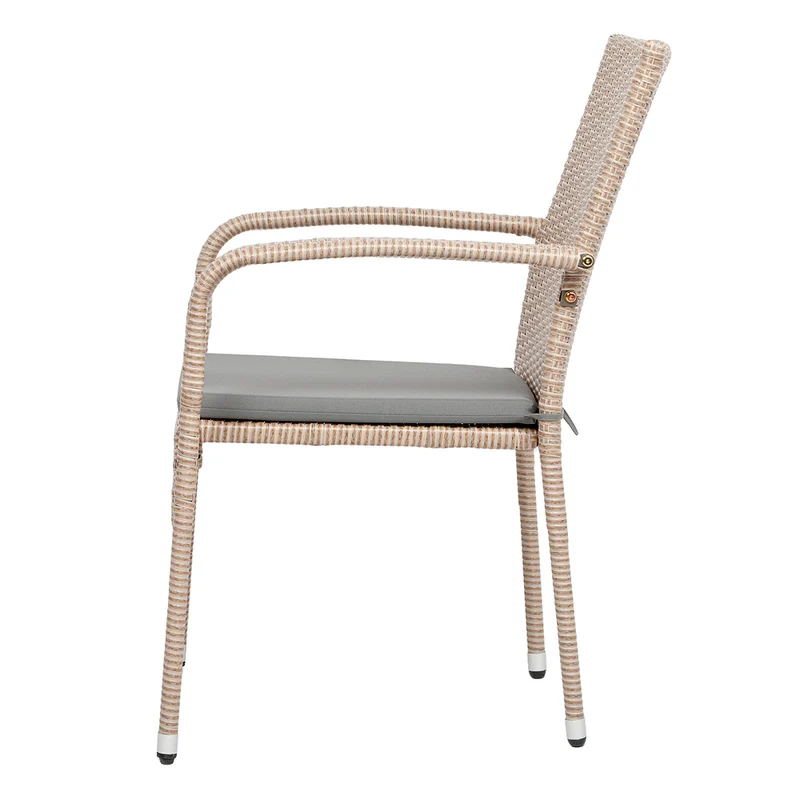 2er-Set Armlehnstuhl HELEN Polyrattan Natural stapelbar