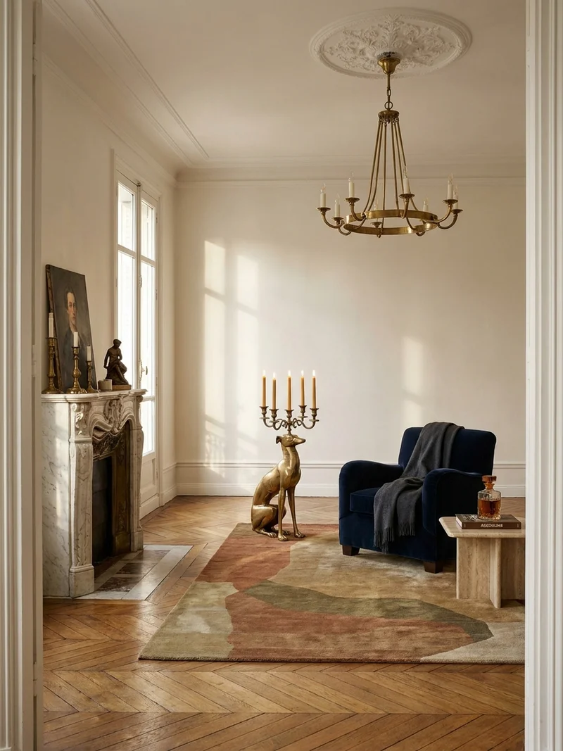 Dekofigur Kerzenhalter Windhund Aluminium Gold 69 cm mit 5 Armen