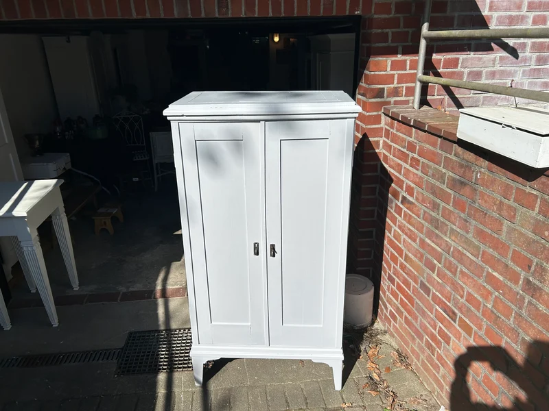 Antiker Schrank Hellgrau Mooreiche Shabby Chic