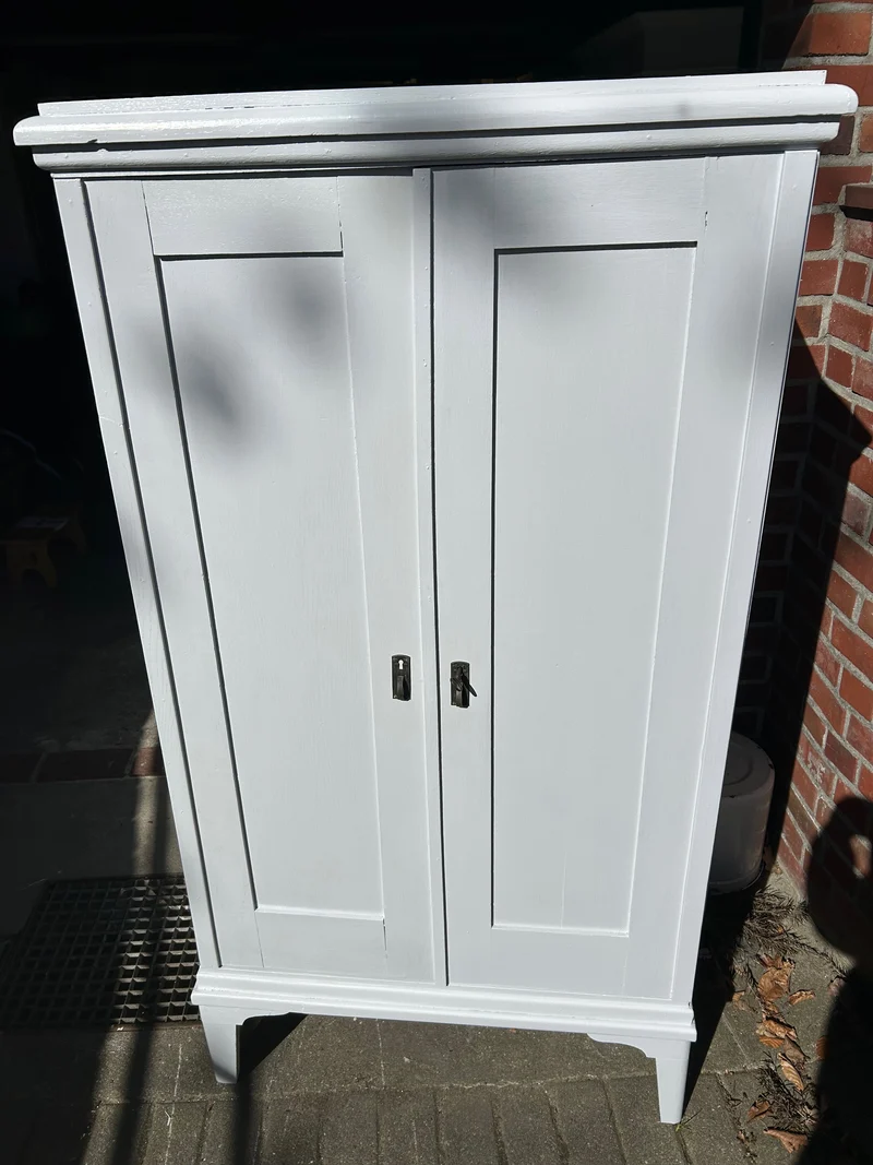 Antiker Schrank Hellgrau Mooreiche Shabby Chic