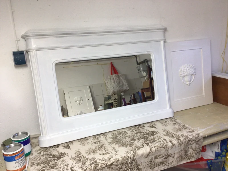 Antiker Spiegel, Biedermeier Massivholz Shabby Chic