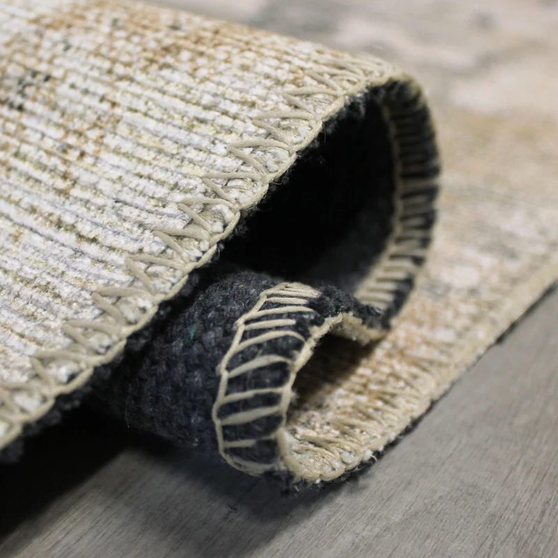 Waschbarer Flachgewebe-Teppich · Abstrakt Gelb-Natur