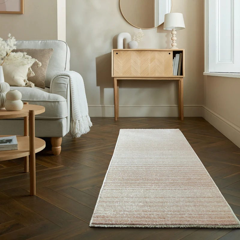 Teppich Modern Gestreift, Kurzflor mit Boho-Quasten