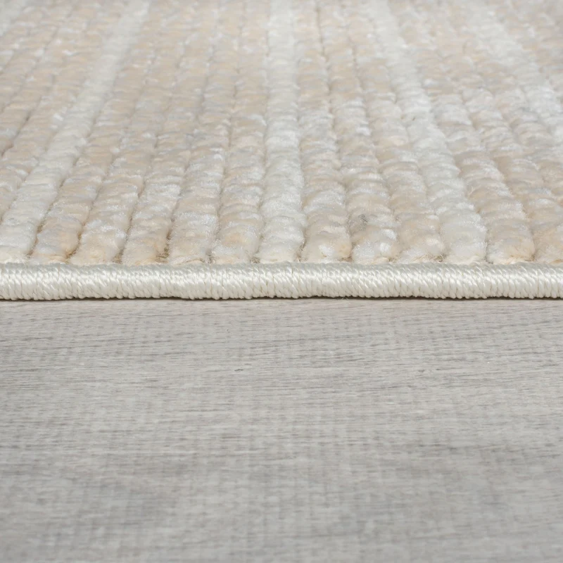 Teppich Modern Gestreift, Kurzflor mit Boho-Quasten