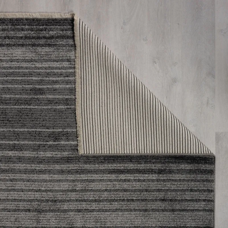 Teppich Modern Gestreift, Kurzflor mit Boho-Quasten