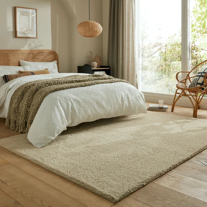 Hochflor Teppich waschbar Flauschig Unifarben, Wohnzimmer