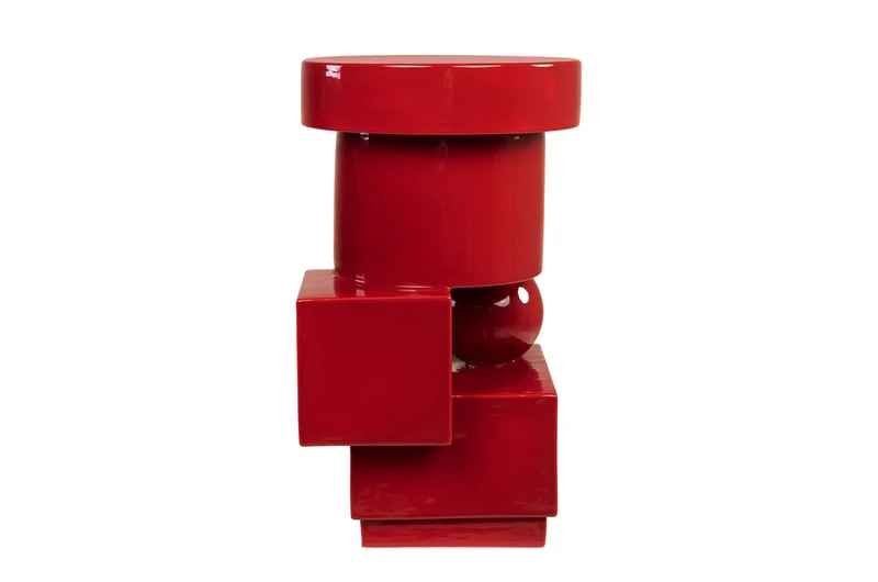 Casa Padrino Luxus Pflanzgefäß Weinrot 30,5 x 30 x H. 50 cm - Steingut Pflanzgefäß und Beistelltisch im Burgundy Finish - Luxus Deko Accessoires