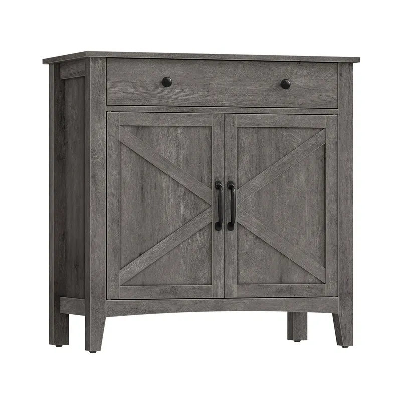 VASAGLE LIRY Collection - Buffet Cabinet, Coffee Bar Cabinet with 2 Drawers, Adjustable Shelves, Sideboard Storage with Cable Holes, Drawer Dividers, Misty Gray