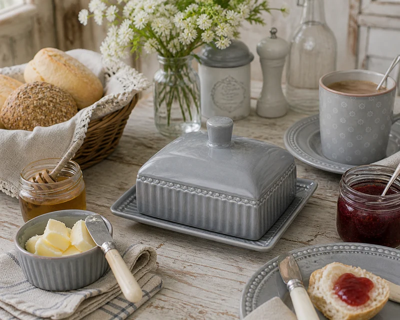 GreenGate Butterdose Alice Steingrau (M)