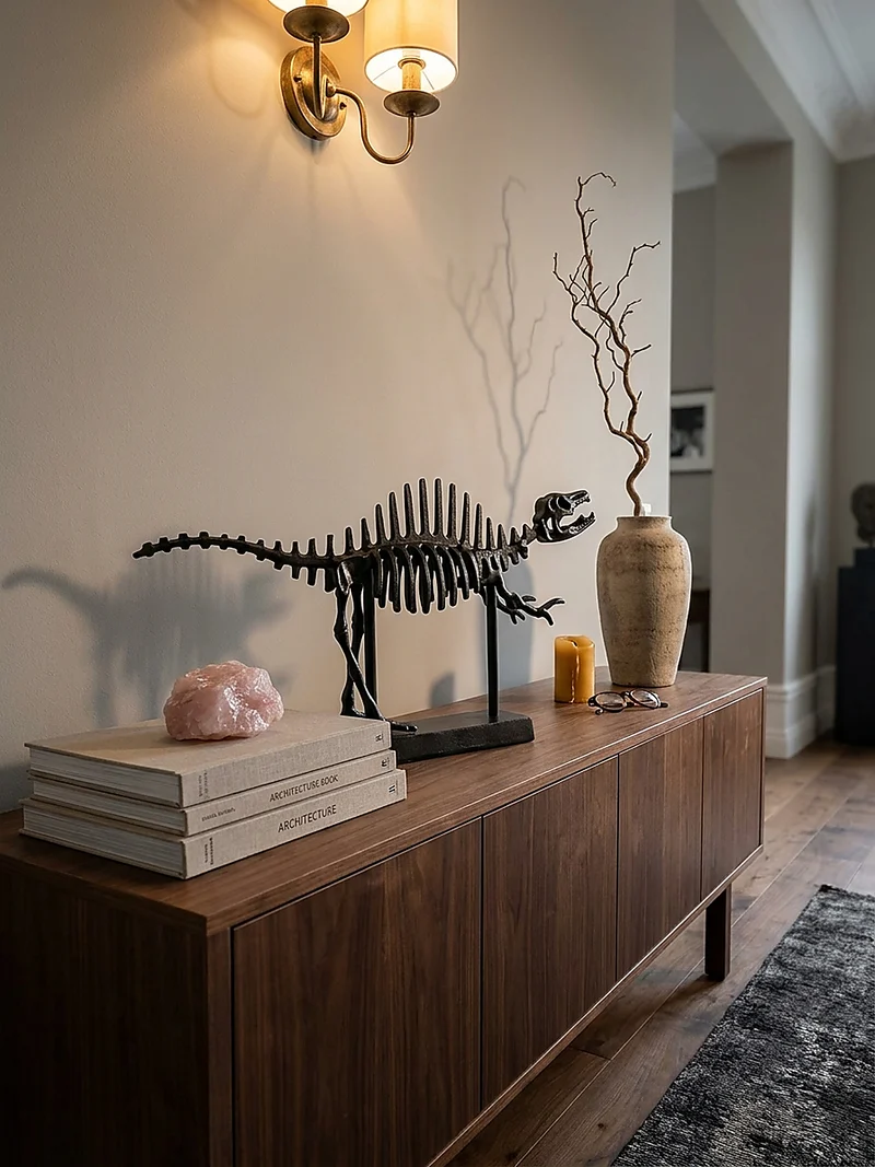 Dekofigur T-Rex Aluminium Schwarz 62 cm mit Sockel