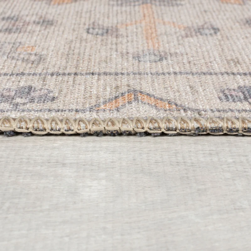 Flachgewebe-Teppich Medaillon · Beige · waschbar