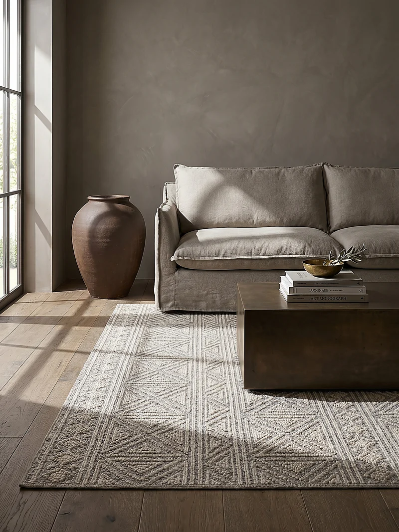 Waschbarer Teppich Ethno Geometrisch, Wohnzimmer schmutzabweisend