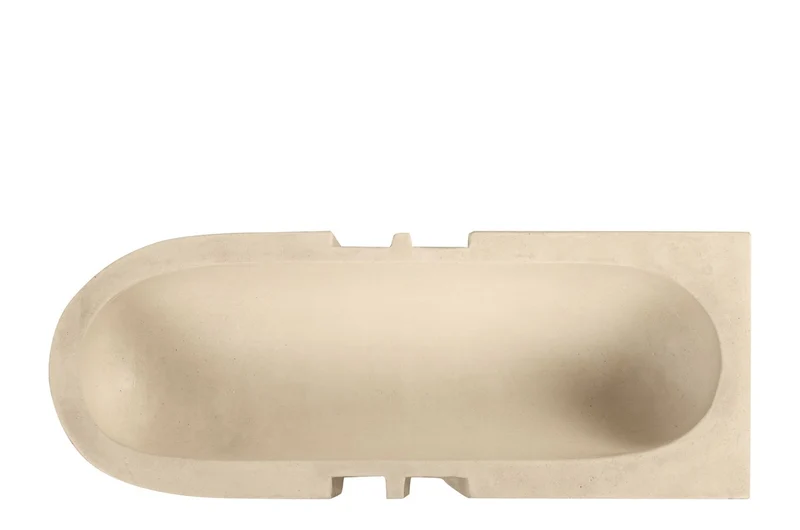 Casa Padrino Luxus Schale Naturfarben 51 x 19,5 x H. 11 cm - Längliche Steingut Deko Schale im Natural Finish - Luxus Deko Accessoires