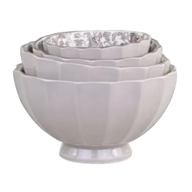 Chic Antique Latteschüsseln mit Muster – 5er Set Mokka