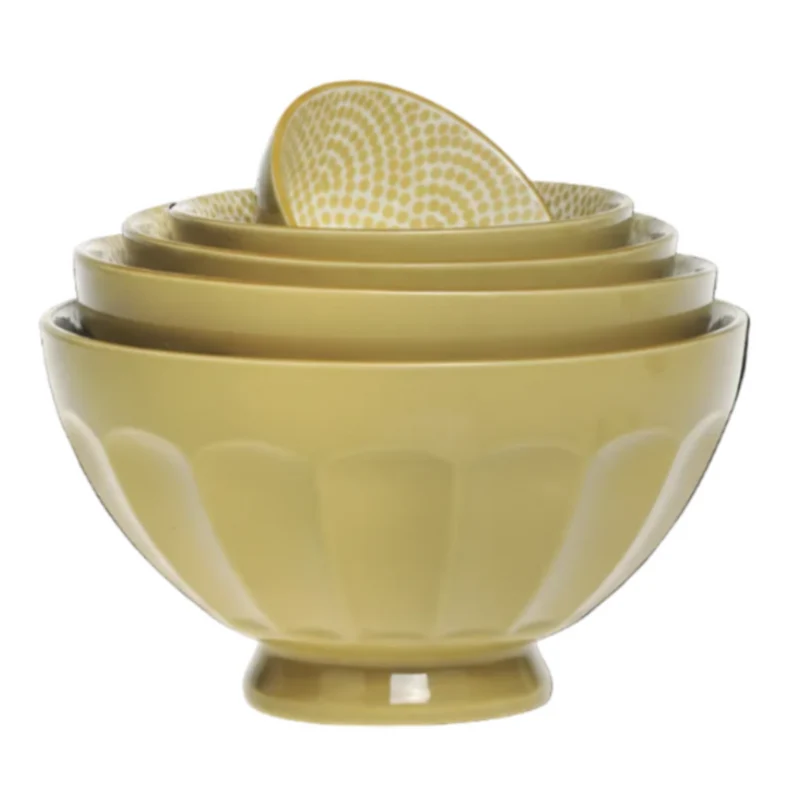 Chic Antique Latteschüsseln mit Muster – 5er Set Senf