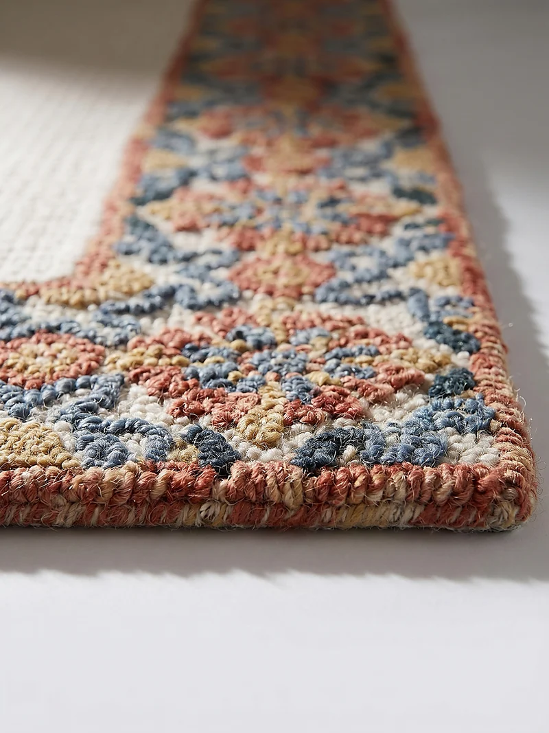Teppich Kurzflor Unifarben, Floral Bordüre, Wohnzimmer