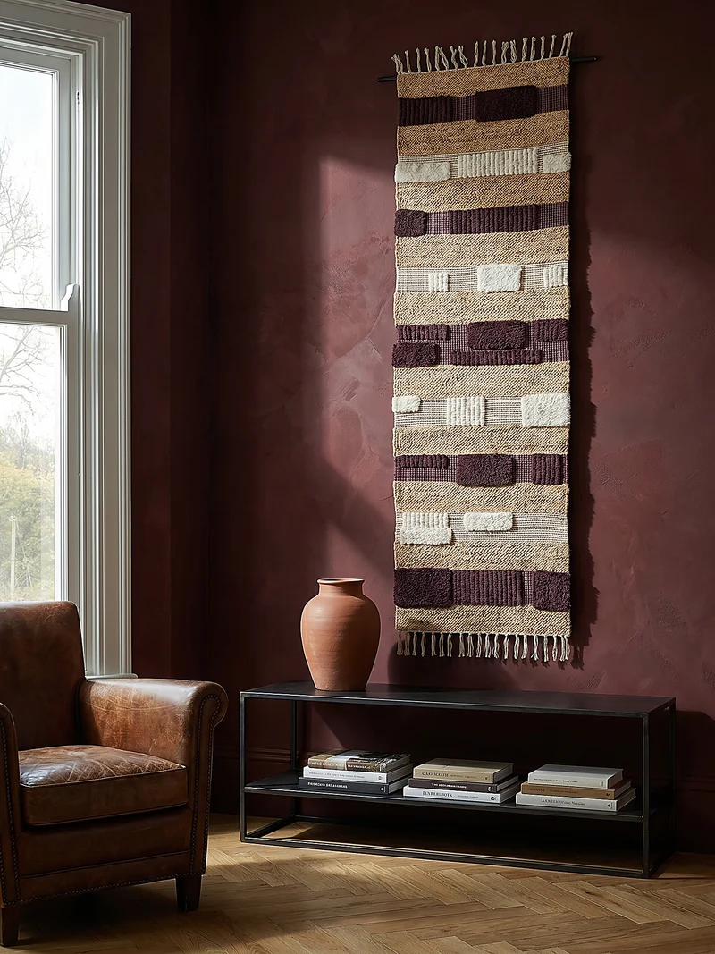 Teppich Hoch-Tief Struktur Gestreift, Patchwork-Optik, mit Fransen wendbar, Esszimmer schmutzabweisend