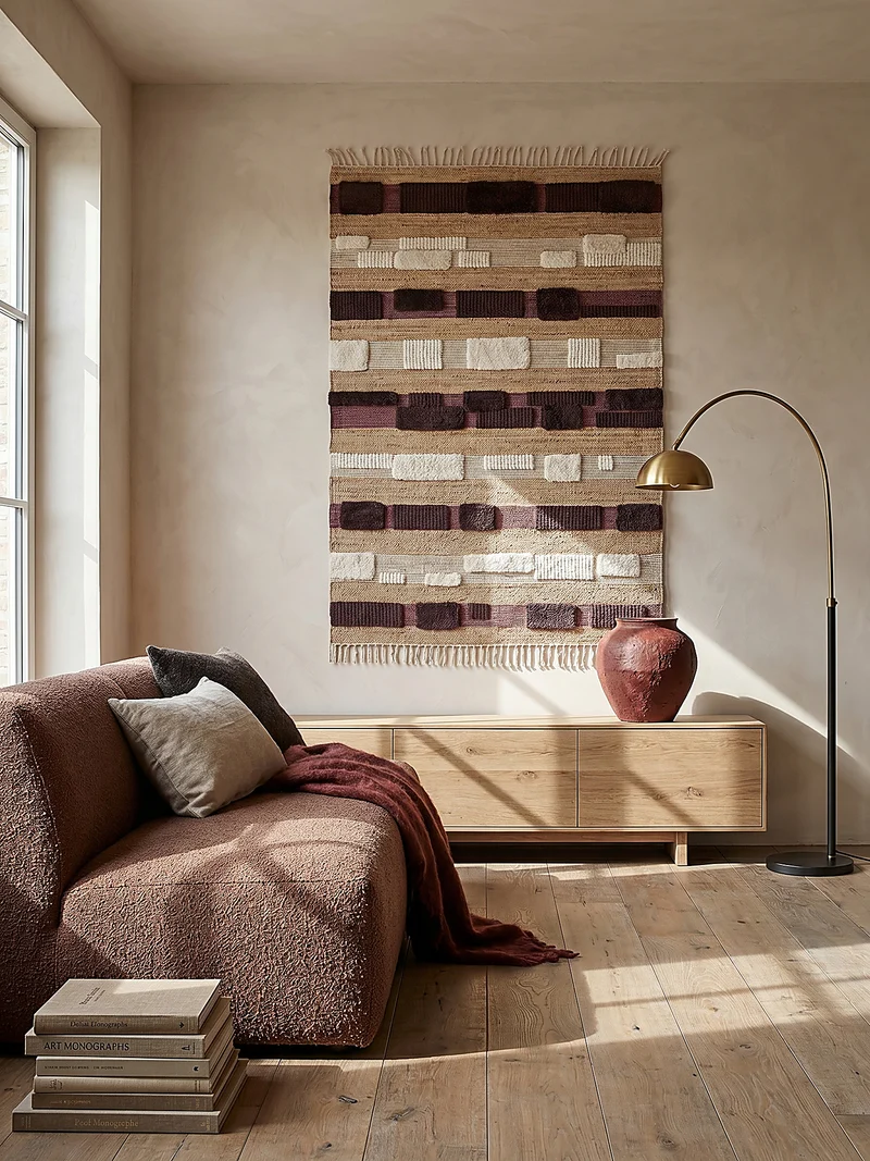 Teppich Hoch-Tief Struktur Gestreift, Patchwork-Optik, mit Fransen wendbar, Esszimmer schmutzabweisend