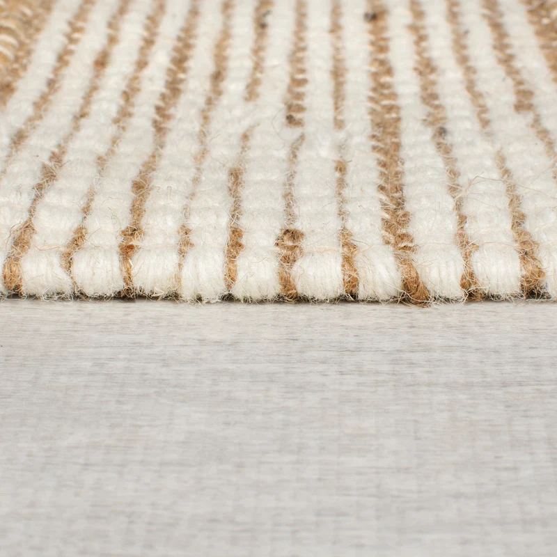 Teppich Hoch-Tief Struktur Gestreift, Patchwork-Optik, mit Fransen wendbar, Esszimmer schmutzabweisend