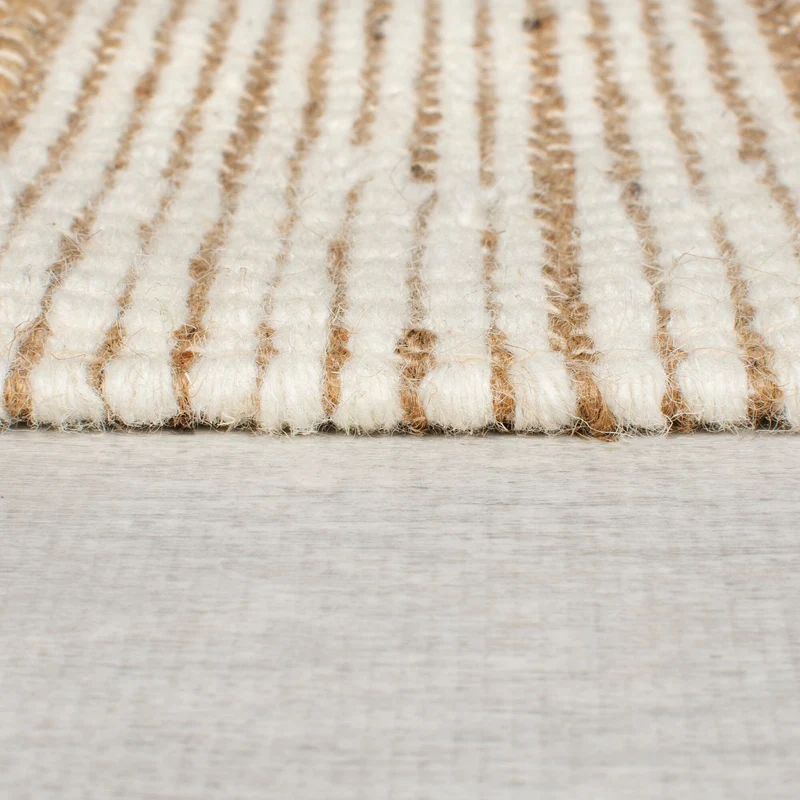 Teppich Hoch-Tief Struktur Gestreift, Patchwork-Optik, mit Fransen wendbar, Esszimmer schmutzabweisend