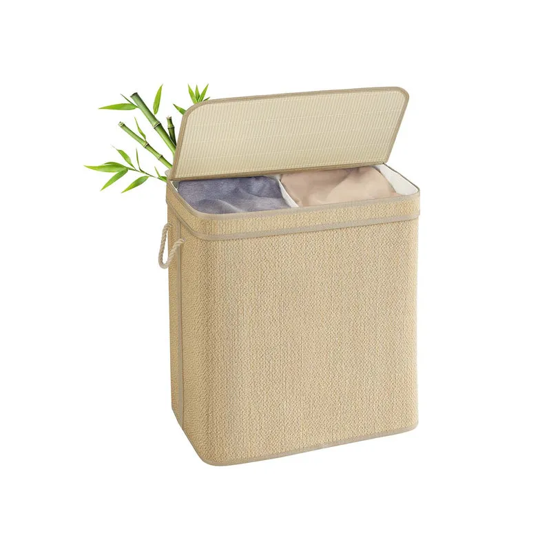 Cesto de la ropa de bambú con tapa