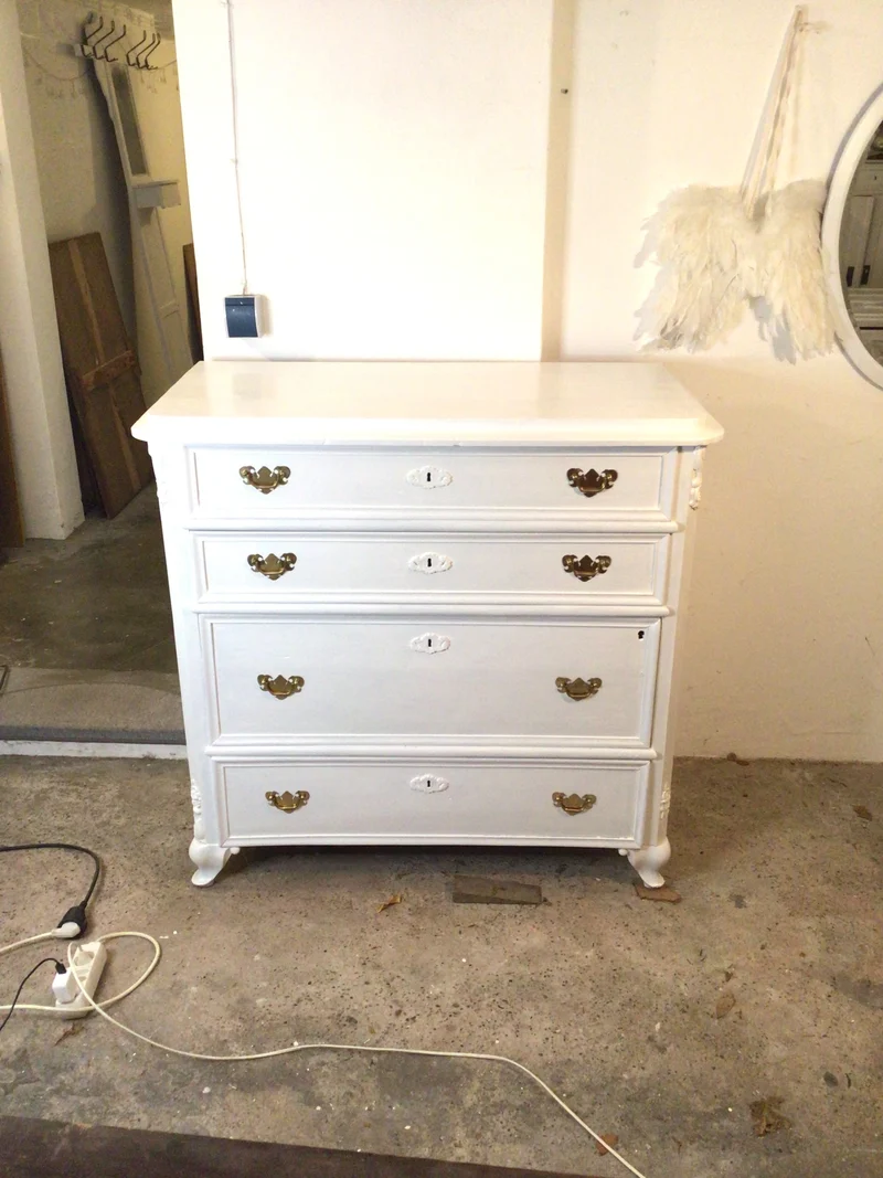 Antike Biedermeier Kommode Weiss Shabby Chic