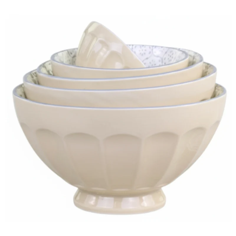 Chic Antique Latteschüsseln mit Muster – 5er Set Staubig Latte