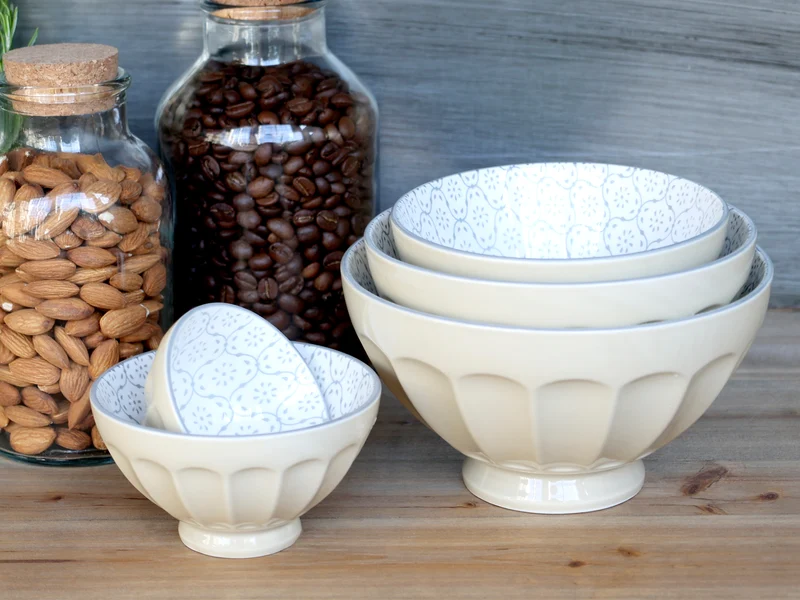 Chic Antique Latteschüsseln mit Muster – 5er Set Staubig Latte