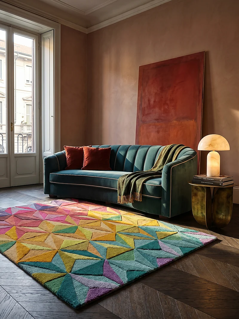 Wollteppich 3D Geometrisch, Wohnzimmer