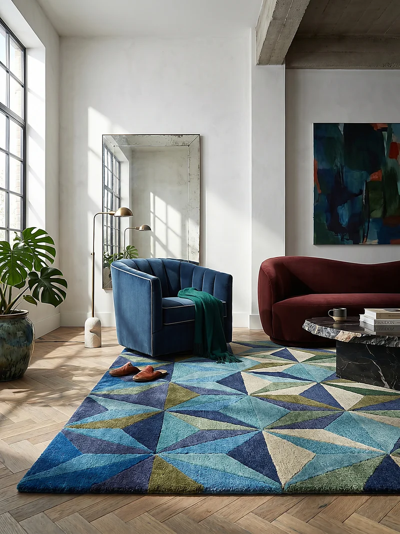 Wollteppich 3D Geometrisch, Wohnzimmer