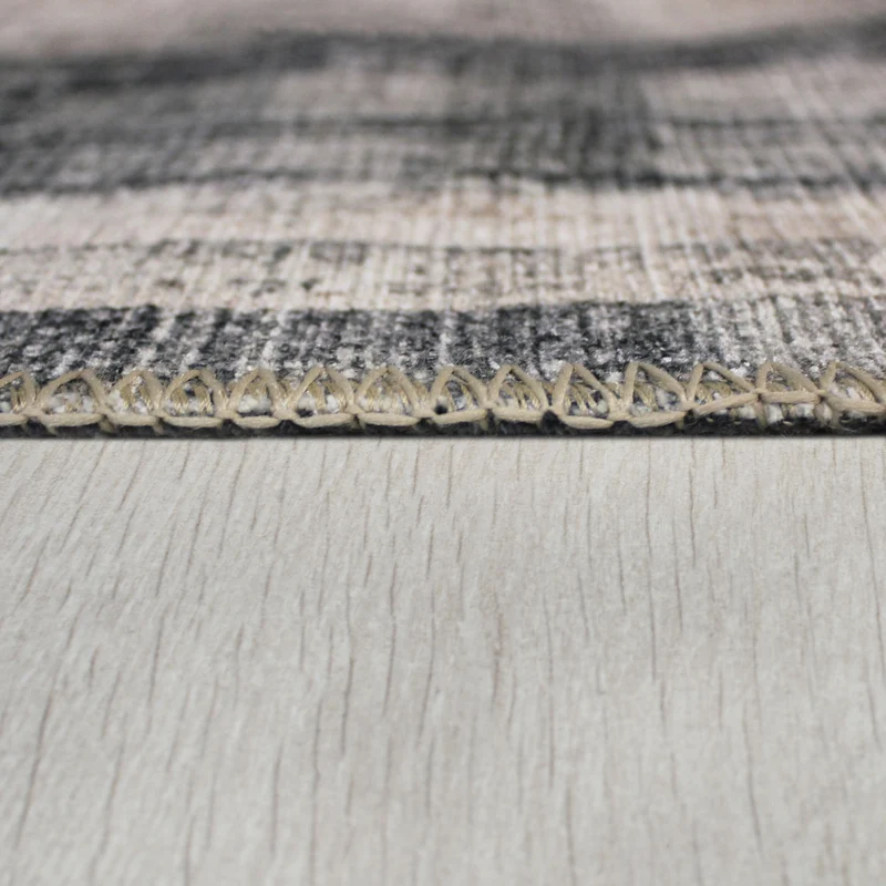 Flachgewebe-Teppich Abstrakt · Grau · waschbar