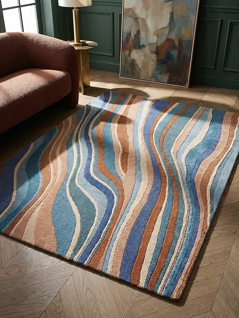 Wollteppich Wellen Muster, Abstrakt, Wohnzimmer