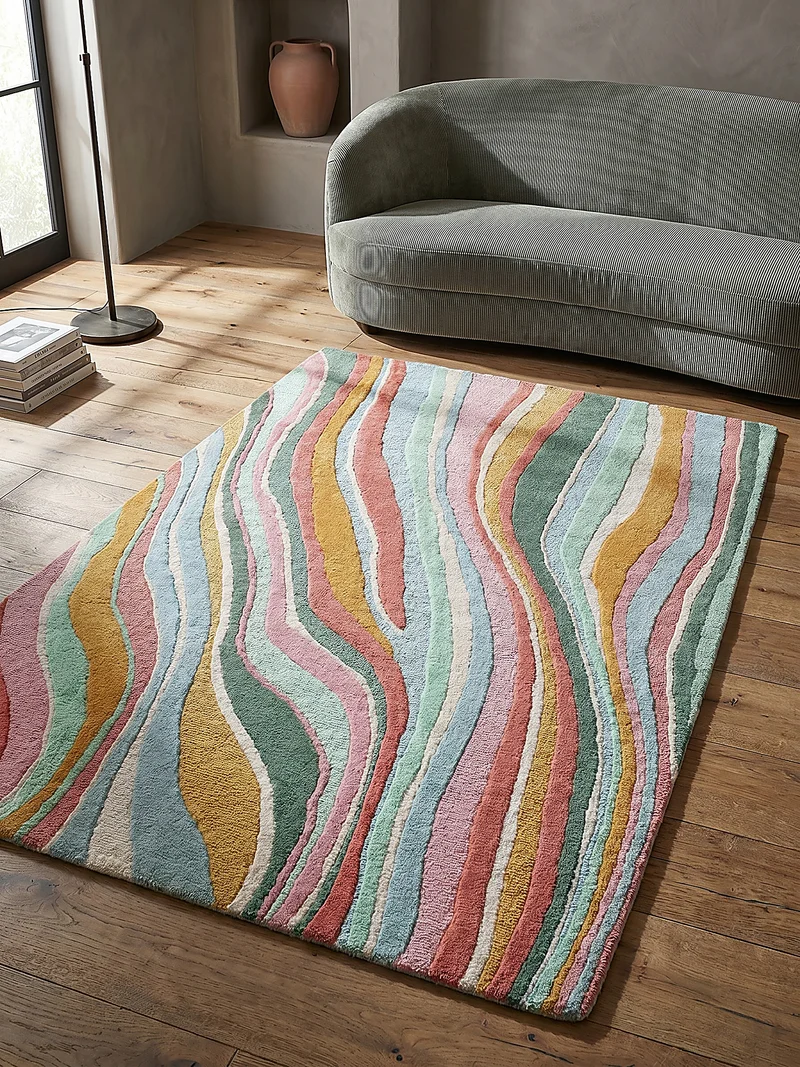 Wollteppich Wellen Muster, Abstrakt, Wohnzimmer