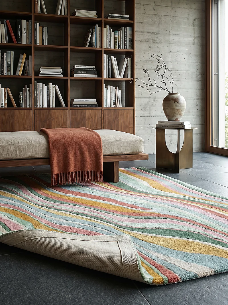 Wollteppich Wellen Muster, Abstrakt, Wohnzimmer