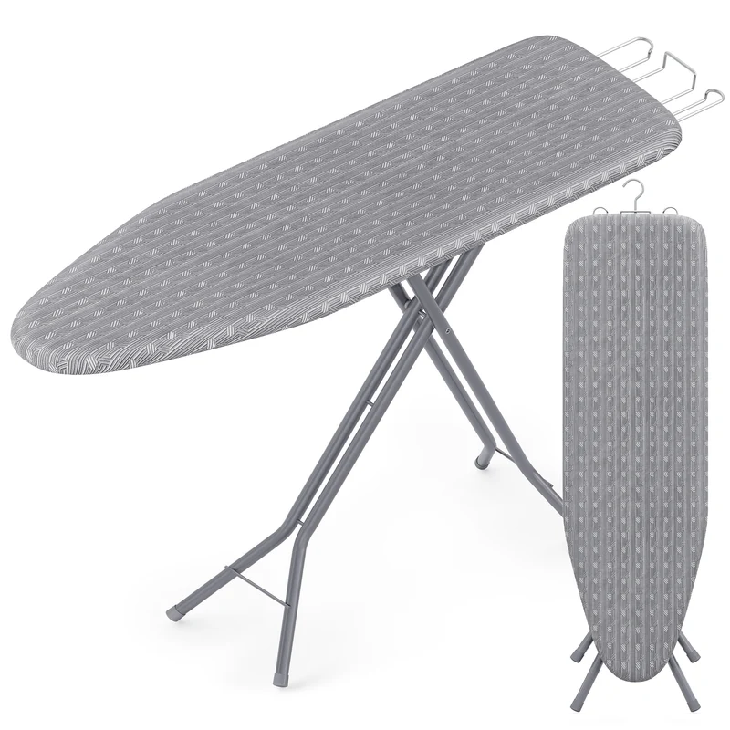 SONGMICS Full Size Ironing Board, Steel Frame with Cover and Sponge Pad, Foldable Standard Ironing Board with Iron Rest, 54 x 14 x 36.6 ", Gray