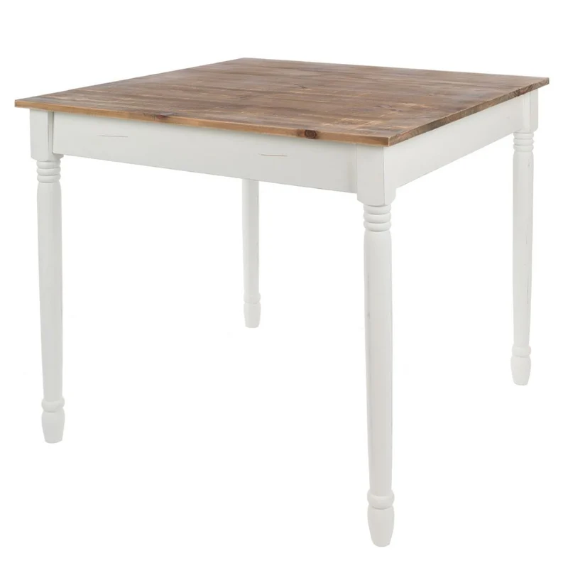 Landhaus Esstisch COUNTRY 80x80cm weiss-braun Küchentisch